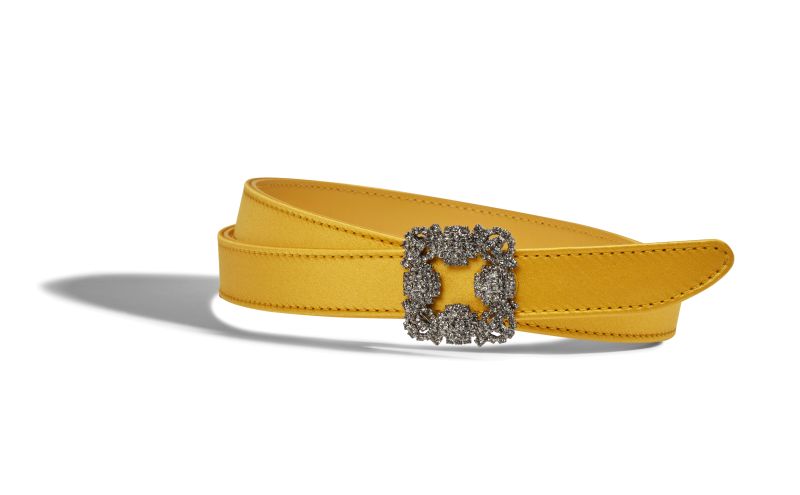 Hangisi belt mini, Yellow Satin Crystal Buckled Belt - AU$1,335.00