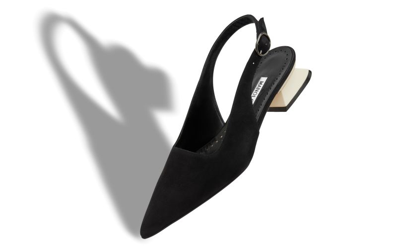 Ruzgan, Black and Ivory Suede Slingback Mules - £695.00