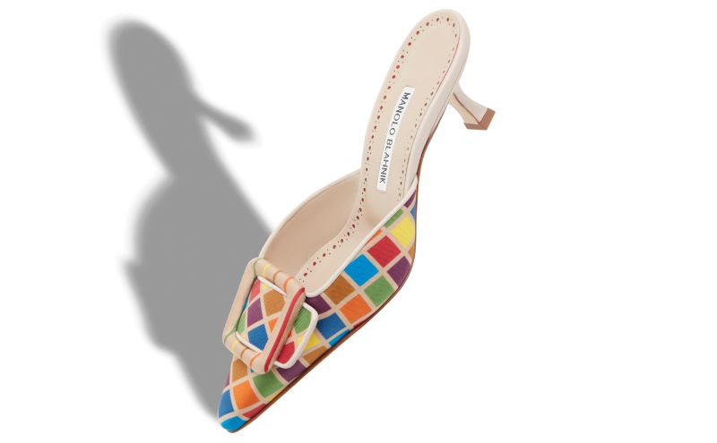Maysalebi, Multicoloured Silk Buckle Detail Mules - US$498.00