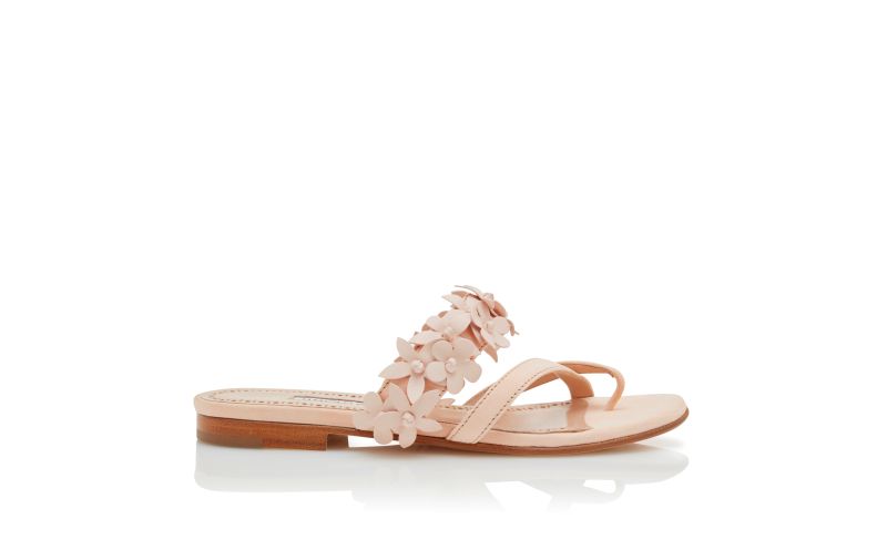 Side view of Fiosa, Light Beige Nappa Leather Flat Sandals - CA$1,685.00