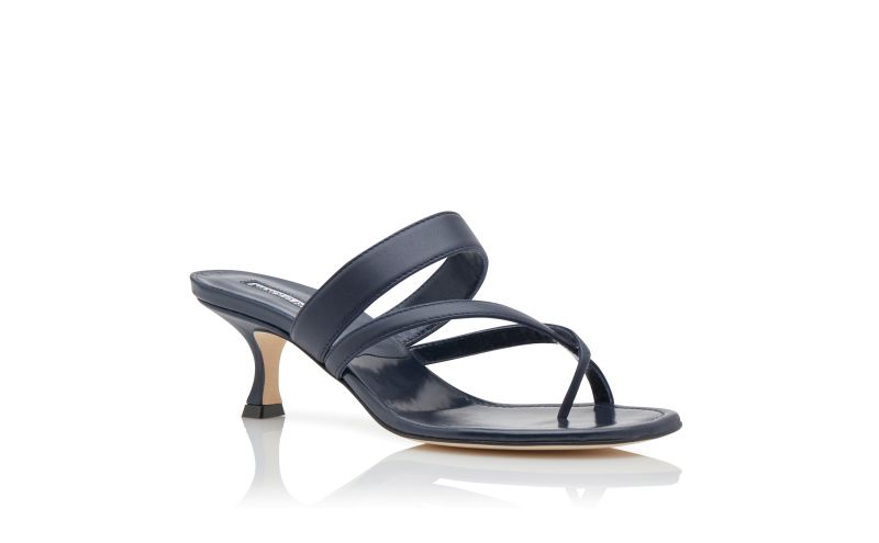 Susa, Navy Blue Nappa Leather Mules - US$845.00
