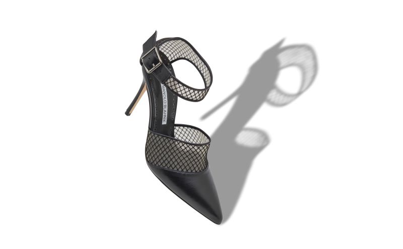 Jatelah, Black Nappa Leather Ankle Strap Pumps - AU$898.00 