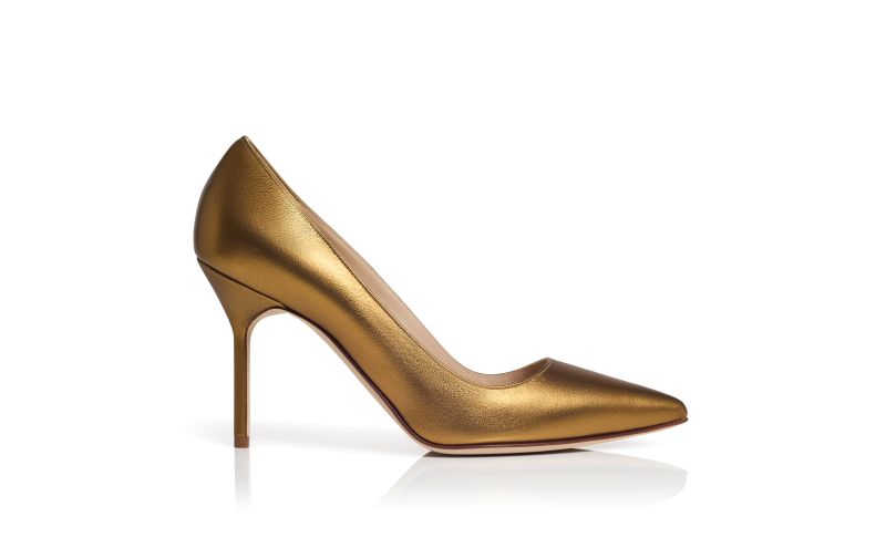Side view of Bb 90, Bronze Nappa Leather Pointed Toe Pumps - US$363.00