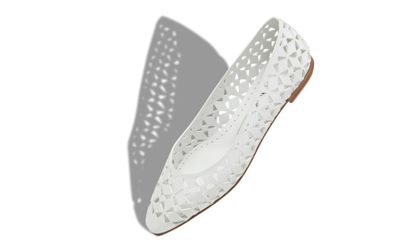 Gelista, White Calf Leather Cut Out Flat Pumps - AU$1,455.00