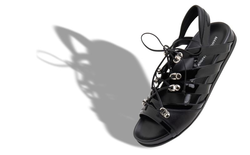 Blaxo, Black Nappa Leather Lace-Up Sandals - €945.00