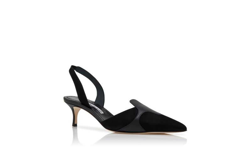 Poligleto, Black Suede Slingback Pumps - US$507.00