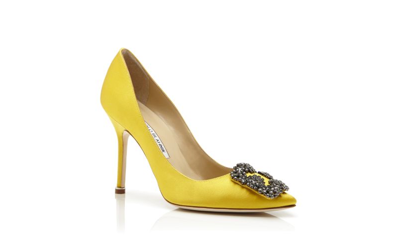 Hangisi, Yellow Satin Jewel Buckle Pumps - £945.00