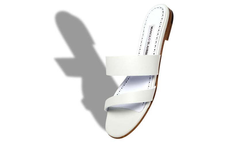 Designer White Calf Leather Flat Sandals