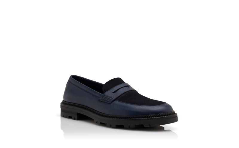 Designer Navy Blue Calf Leather Loafers