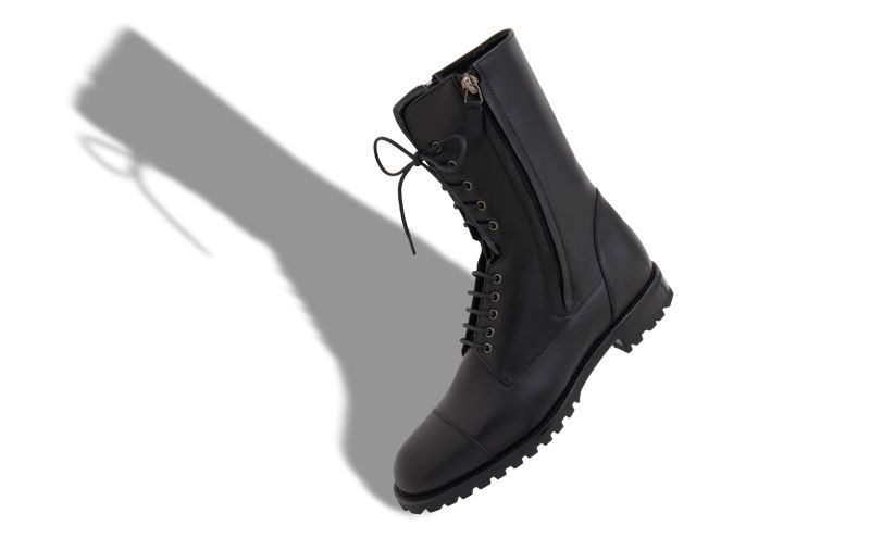 Lugata, Black Calf Leather Military Boots - AU$1,735.00