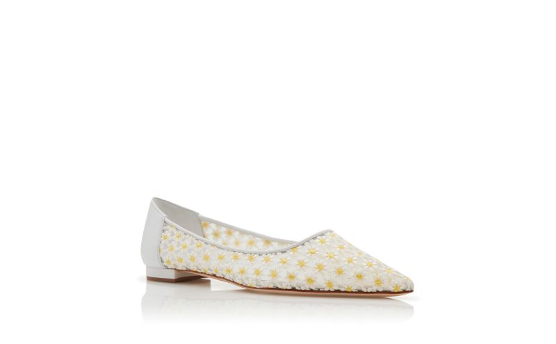 Florettaflat, White Lace Daisy Flat Pumps  - £695.00