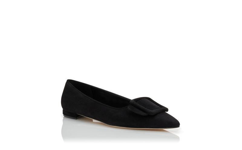 Maysalepumpflat, Black Suede Buckle Detail Flat Pumps - AU$1,335.00