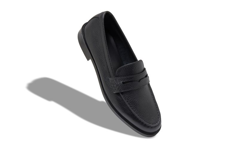 Designer Black Calf Leather Penny Loafers
