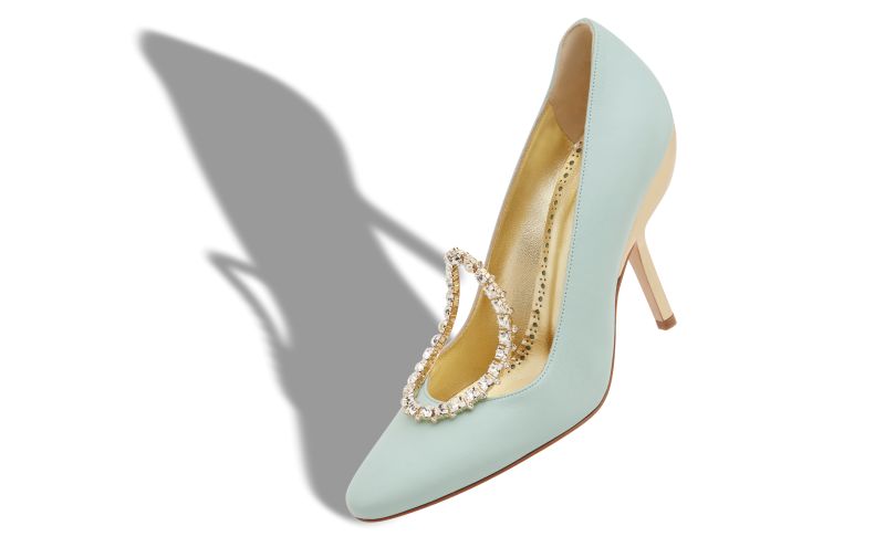 Nazma, Light Green and Gold Nappa Leather Pumps - CA$1,785.00