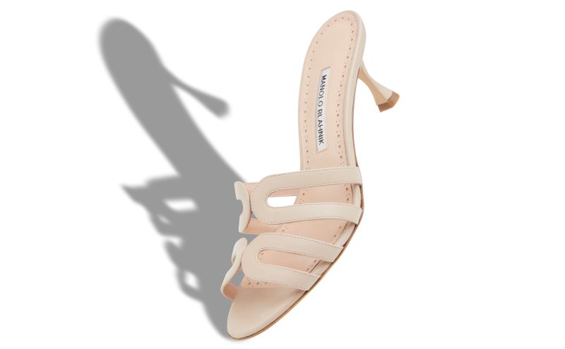 Ahwak, Light Beige Calf Leather Mules - US$473.00
