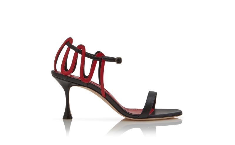 Side view of Chafarsan, Black and Red Nappa Leather Strappy Sandals  - AU$878.00