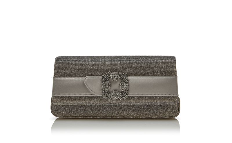 Side view of Gothisi glitter, Gold Glitter Fabric Jewel Buckle Clutch - US$1,525.00