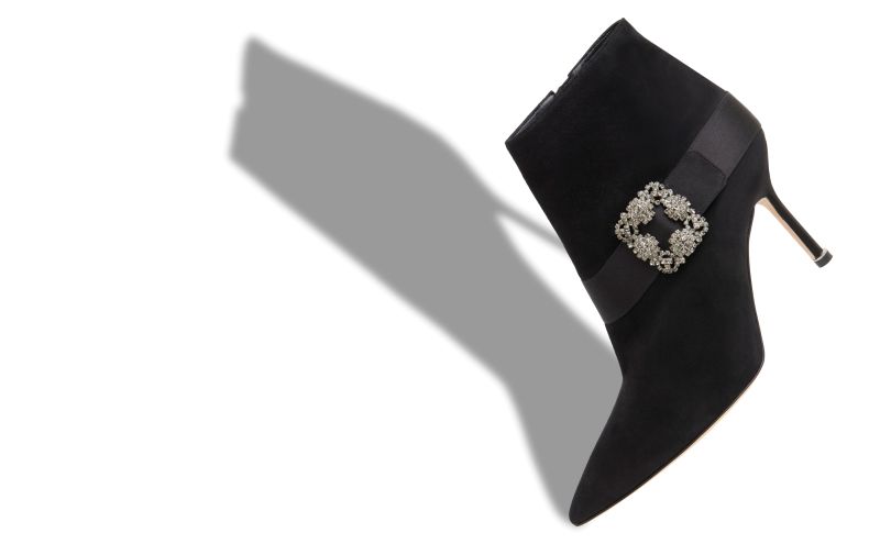 Plinianu, Black Suede Jewel Buckle Ankle Boots  - £1,195.00