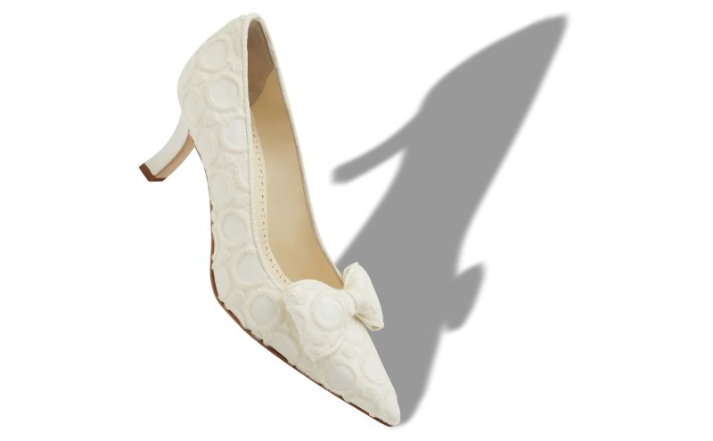 Epirotes, White Silk Pointed Toe Pumps - AU$1,665.00 