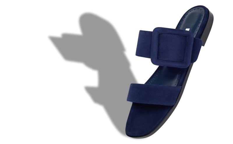 Titubaflat, Navy Blue Suede Flat Sandals - US$825.00