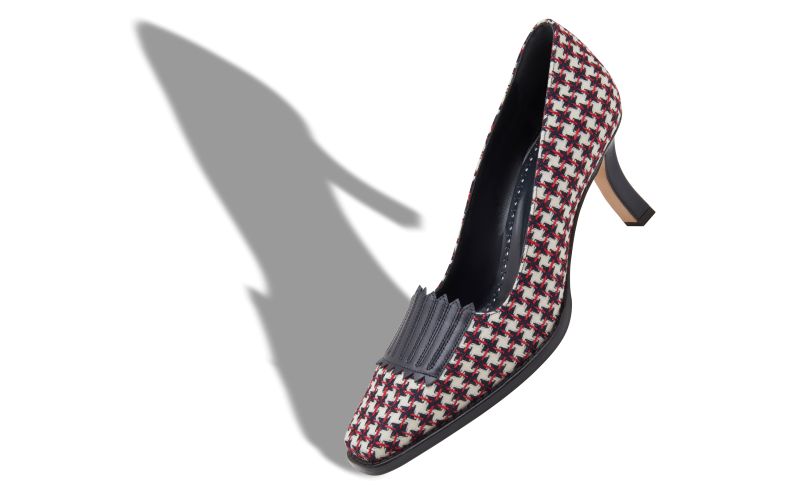 Pausaniasbi, Navy Blue Wool Dogtooth Pumps - £815.00
