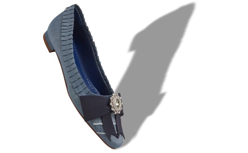 Fontettes, Blue Silk Bow Detail Flat Pumps - €1,295.00 