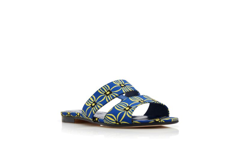 Chus, Blue and Yellow Canvas Floral Sandals  - AU$1,245.00