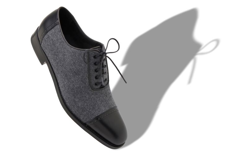 Manolo, Black and Dark Grey Wool Lace Up Shoes - £725.00 