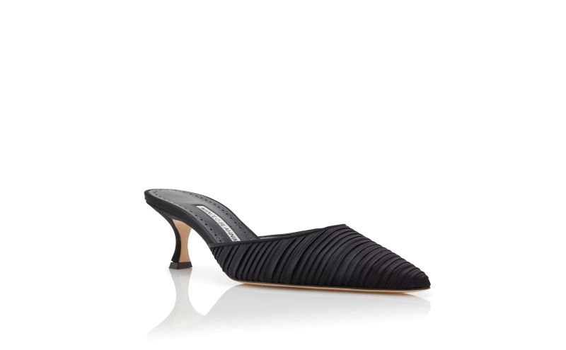 Carolynemu, Black Satin Pointed Toe Mules - US$438.00