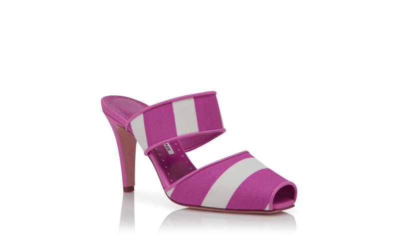 Matal, Pink and White Striped Cotton Mules  - US$845.00