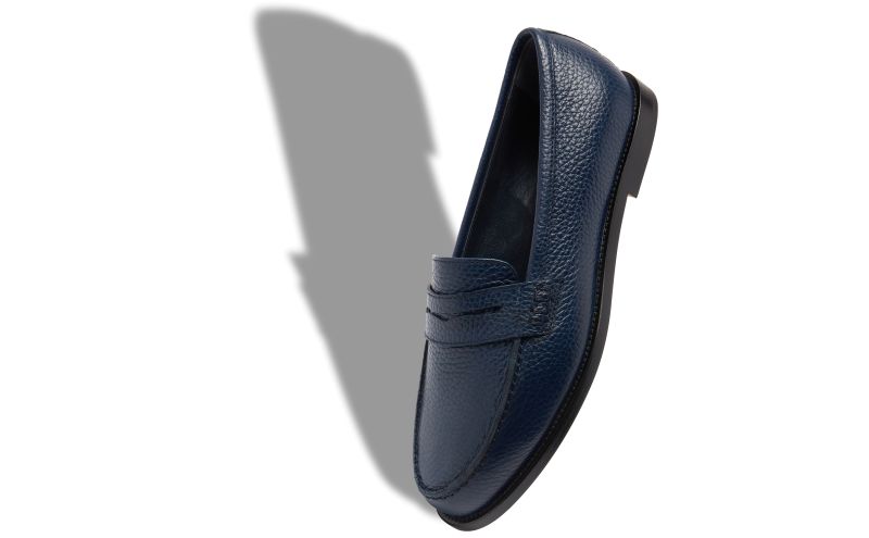 Perrita, Dark Blue Calf Leather Penny Loafers - US$845.00