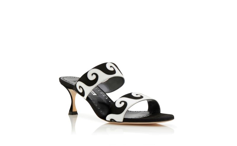 Bemusa, Black and White Suede Swirl Detail Mules - CA$1,165.00