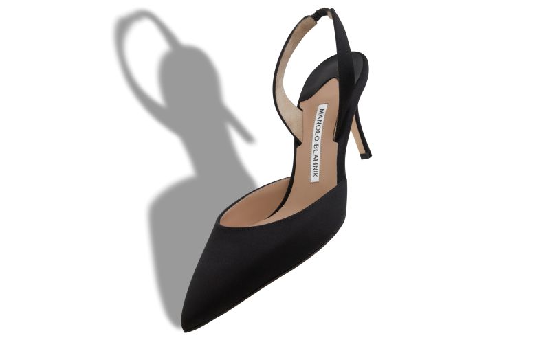 Carolyne 70, Black Satin Slingback Pumps - AU$1,275.00