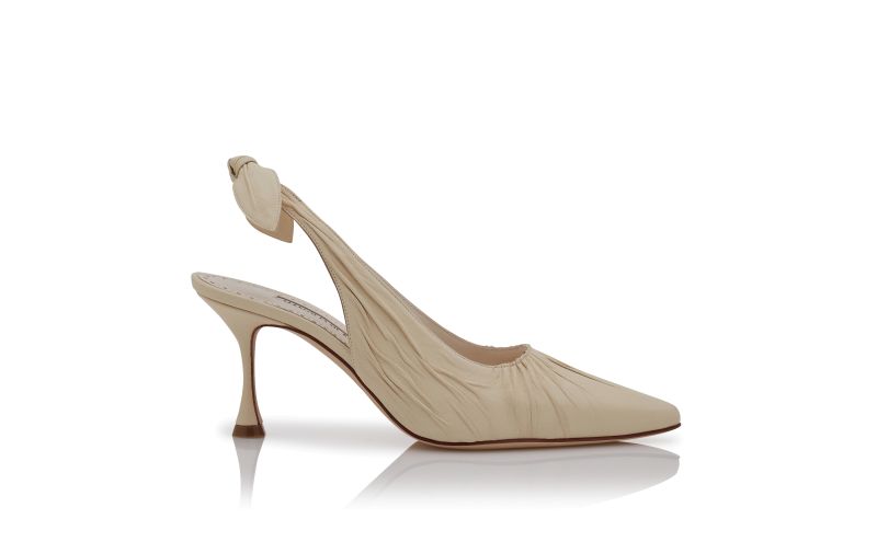 Side view of Pelagalo, Light Cream Nappa Leather Slingback Pumps - US$645.00