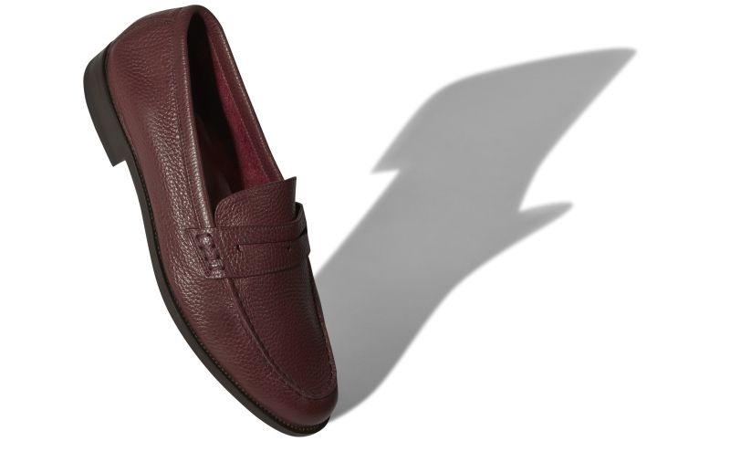 Perry, Dark Red Calf Leather Penny Loafers - US$895.00 