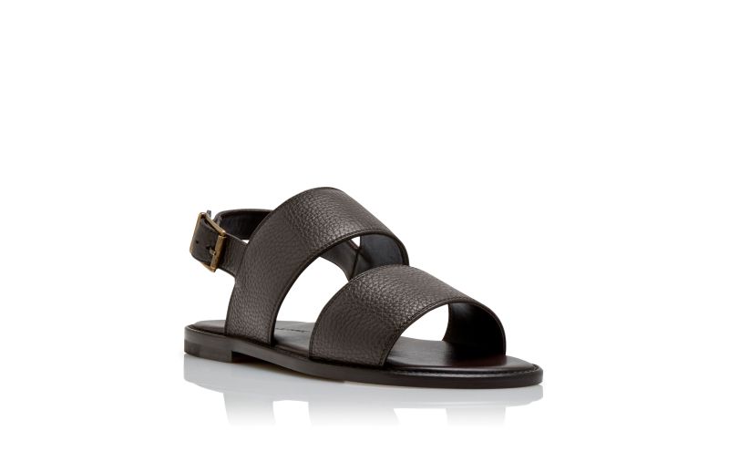Designer Dark Brown Calf Leather Flat Sandals
