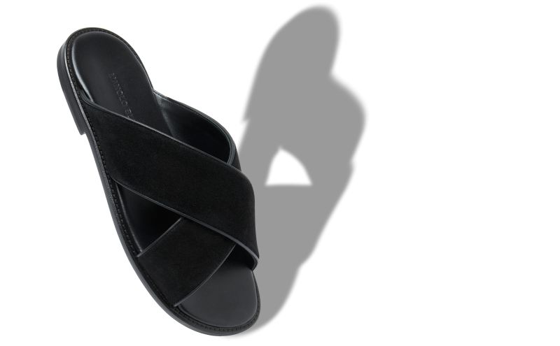 Designer Black Calf Suede Sandals