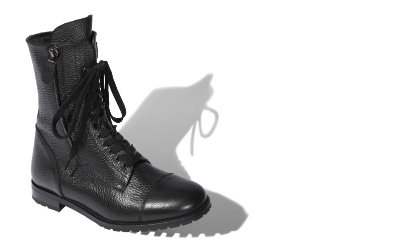 Campcha, Black Calf Leather Military Boots - US$1,145.00 