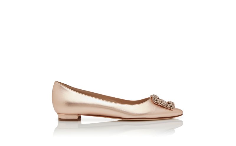 Side view of Hangisiflat, Copper Nappa Leather Jewel Buckle Flat Pumps - €1,075.00