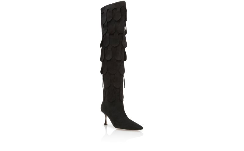 Rached, Black Suede Knee High Boots - US$1,430.00