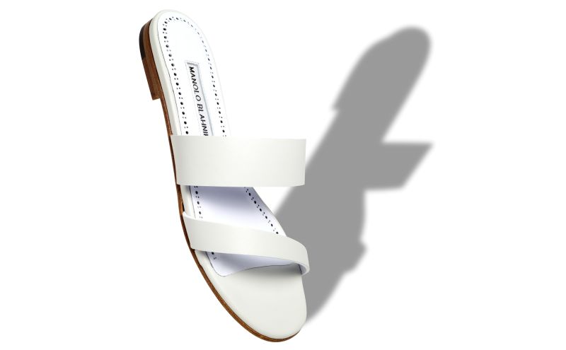Serrato, White Calf Leather Flat Sandals - US$775.00 