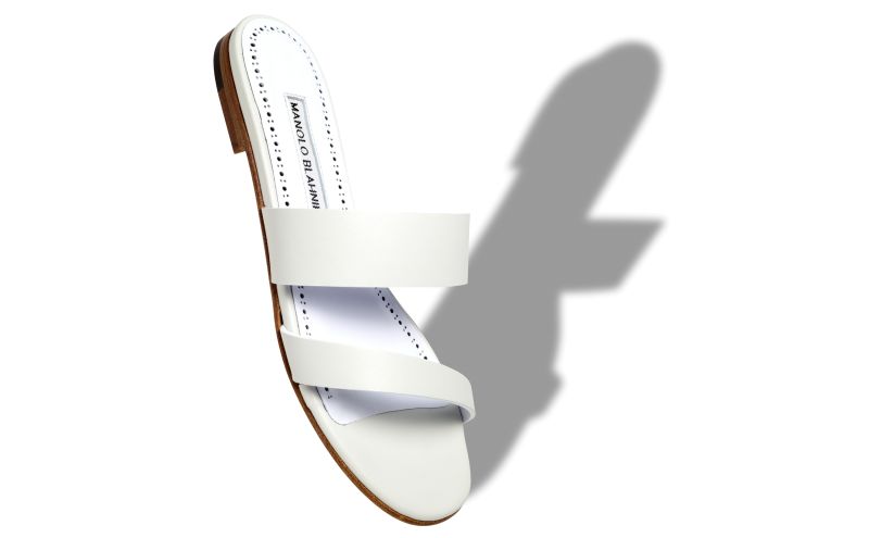 Designer White Calf Leather Flat Sandals