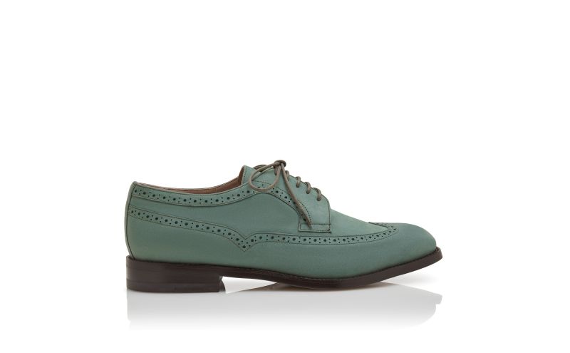 Side view of Tamarak, Dark Green Suede Lace-Up Oxfords - US$935.00