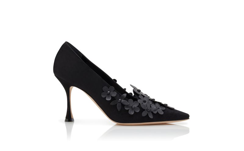 Side view of Harneclo, Black Suede Pointed Toe Pumps - €1,245.00