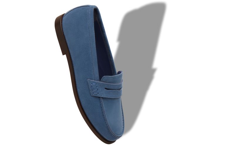 Perrita, Bright Blue Suede Penny Loafers - AU$1,185.00 