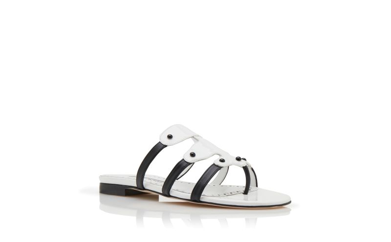 Syracusaflat, White Patent Leather Flat Sandals  - £675.00