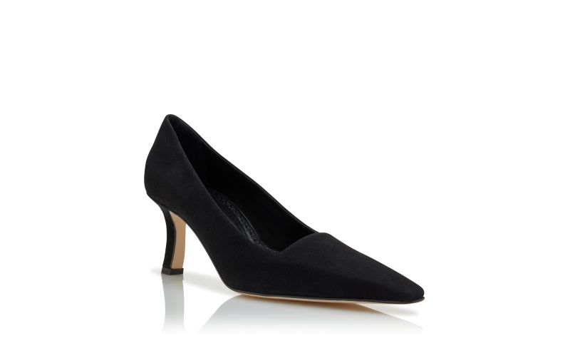 Moiralo, Black Suede Square Cut Pumps - €750.00