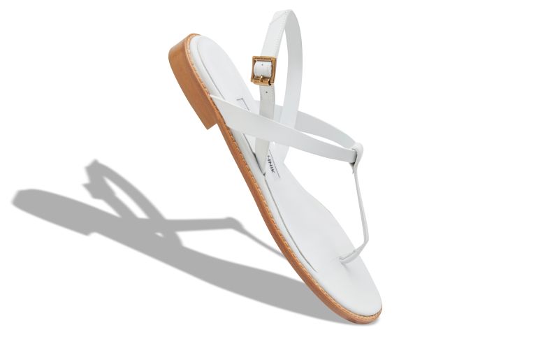 Hata, White Calf Leather Flat Sandals - US$835.00