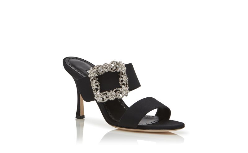 Gable jewel, Black Crepe de Chine Jewel Buckle Mules - €1,145.00