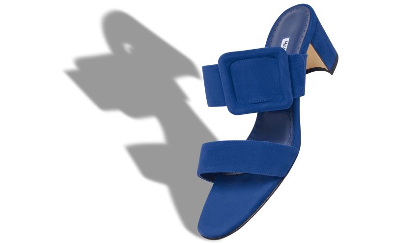 Titubanew, Blue Suede Mules - US$555.00